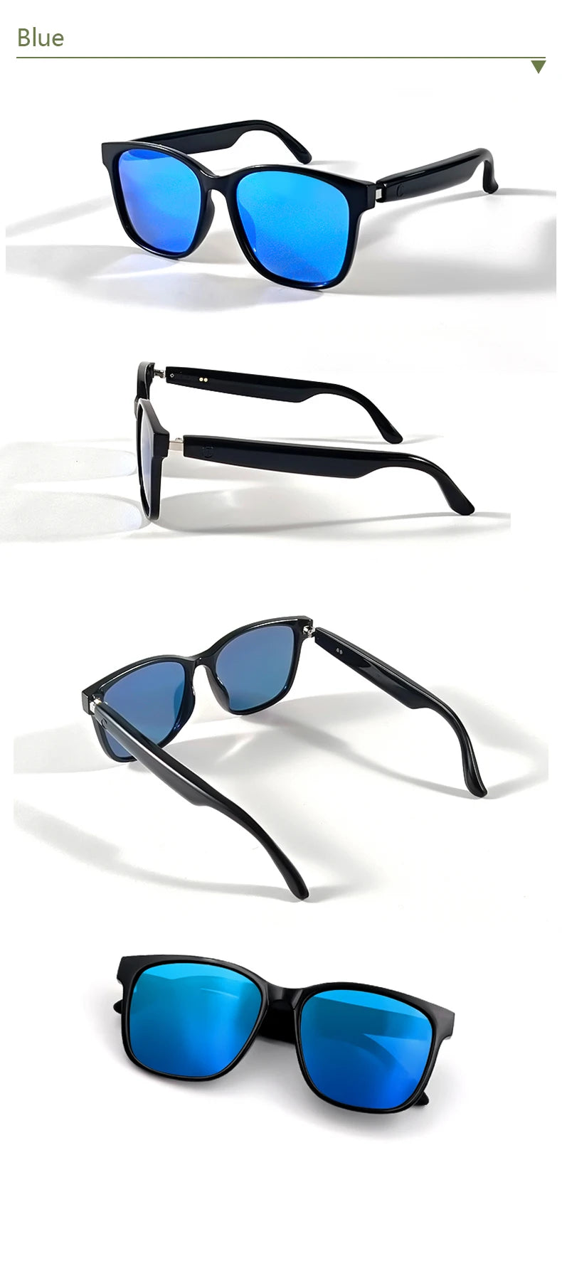 GS08 Smart Glasses with AI Assistant, Music/Calls, Noise Reduction, Anti-Blue Light, UV400, BT TWS for Men & Women