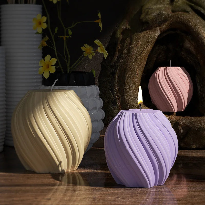 3D Geometric Wave Candle Mold