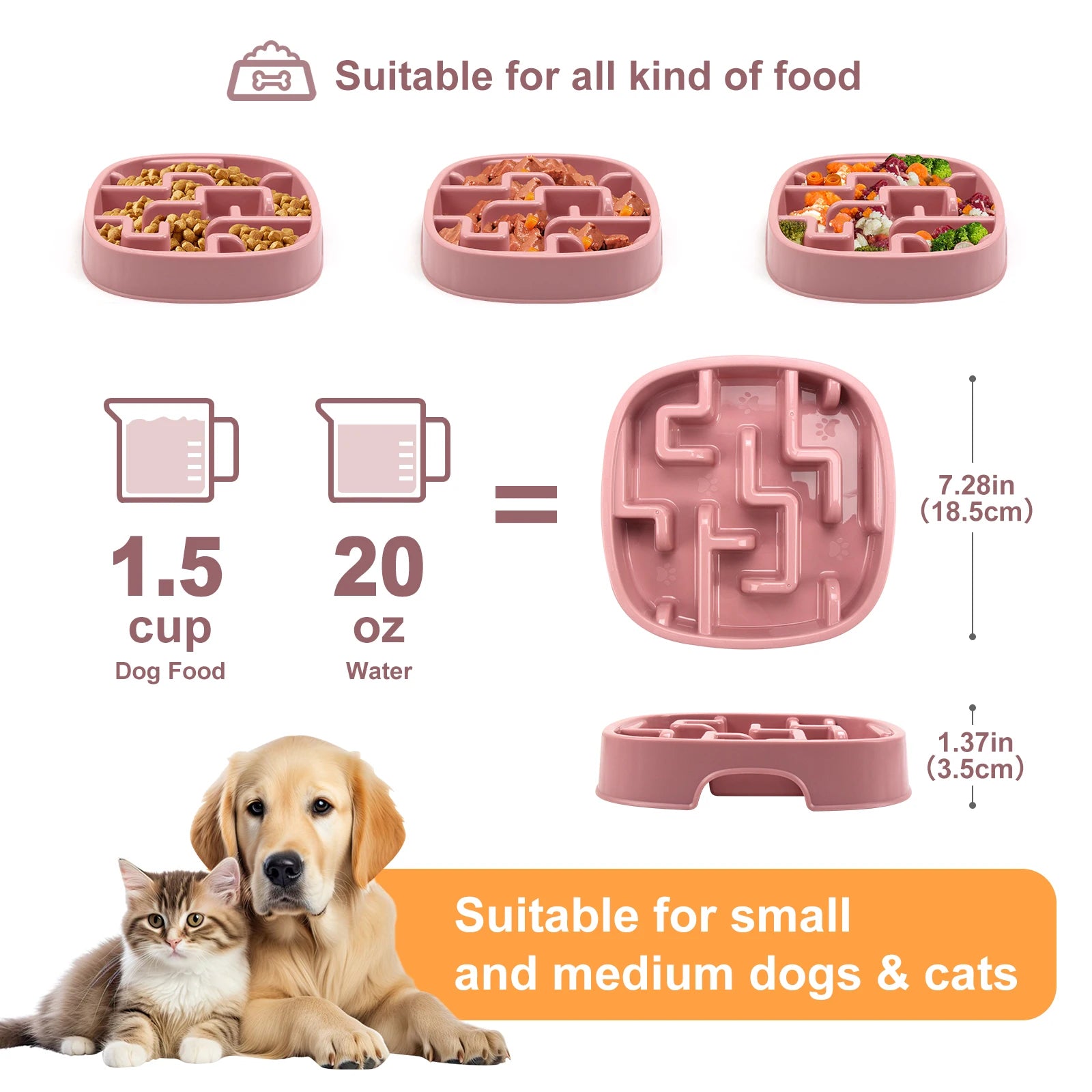 Slow Feed Anti Slip Pet Bowl