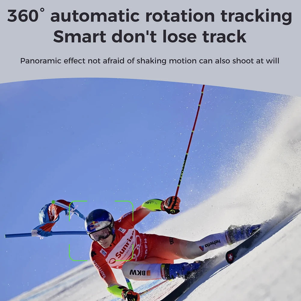 360° Rotating Auto Face Tracking Phone Stand No App Gesture Control Smart Shooting Camera Mount with Selfie Light Remote