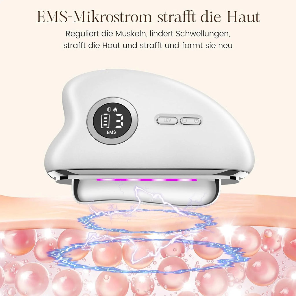 EMS Gua Sha Face Massager - Electric Tool Face Massager with Vibration Heat Microcurrent Massager Face Facelift Anti Ageing