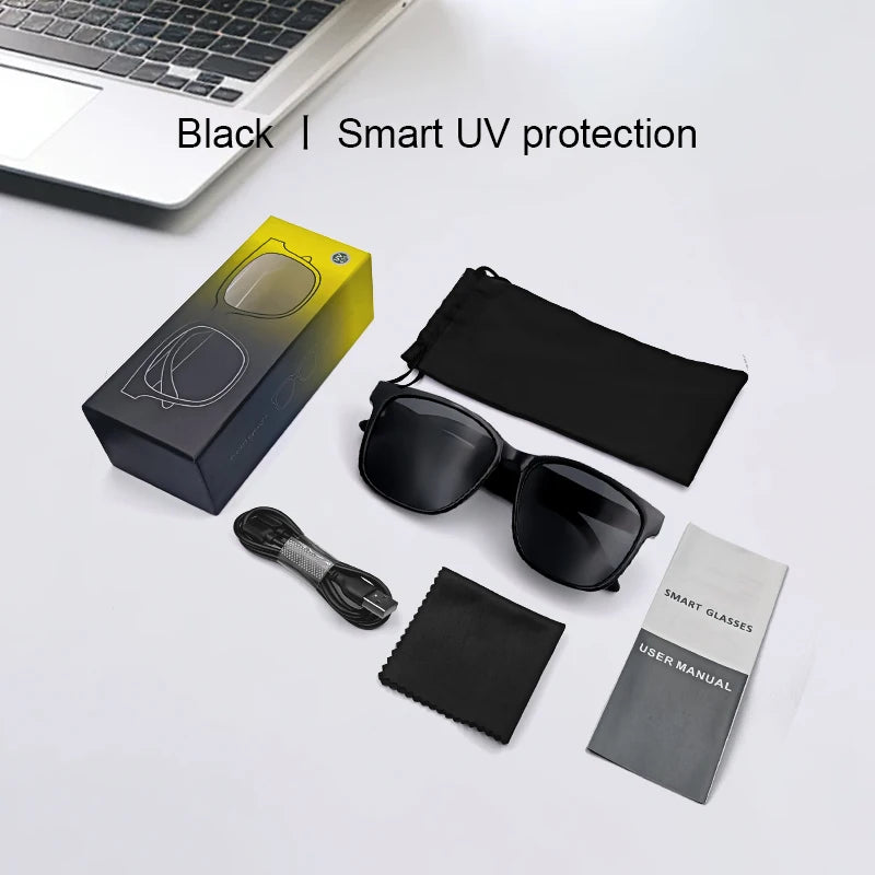 GS08 Smart Glasses with AI Assistant, Music/Calls, Noise Reduction, Anti-Blue Light, UV400, BT TWS for Men & Women