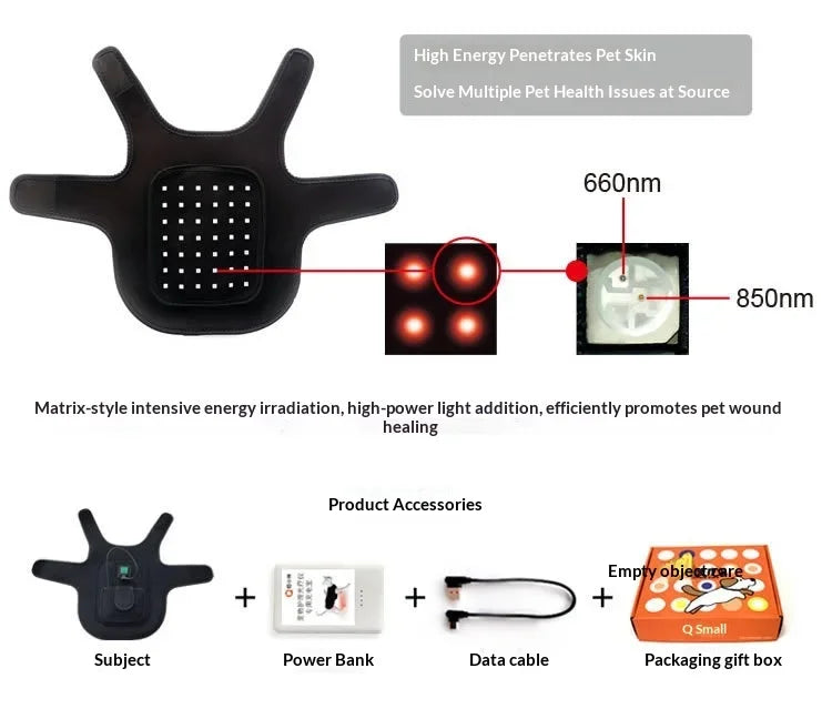 Portable Pet LED Infrared Light Therapy Device, Suitable for Cats and Dogs, Pet Care Home Infrared Red Light Therapy Belt