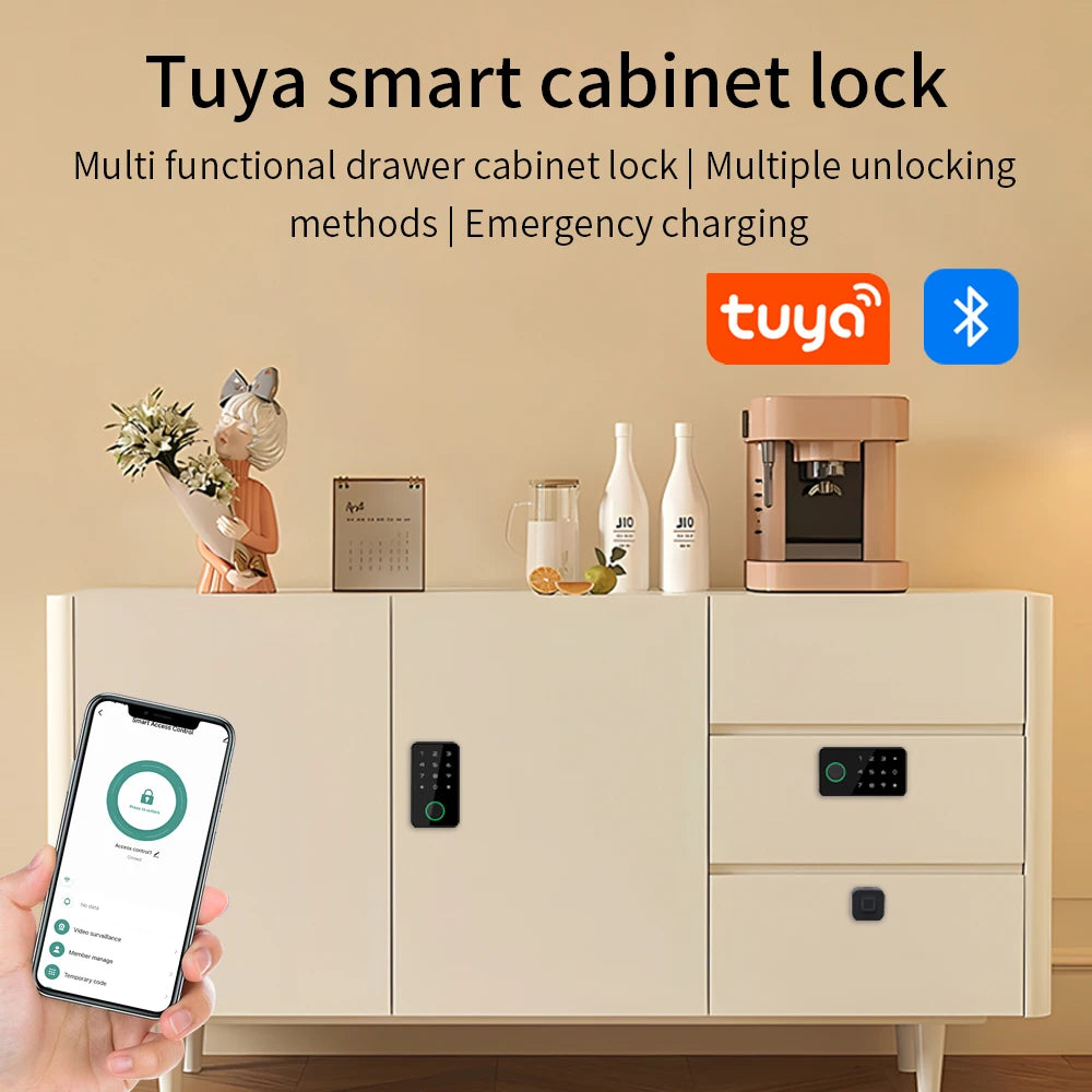 Tuya APP Fingerprint Smart Drawer Cabinet Invisible Lock Ic Card Unlock Cabinet Furniture Electronic Keyless Sensor Lock