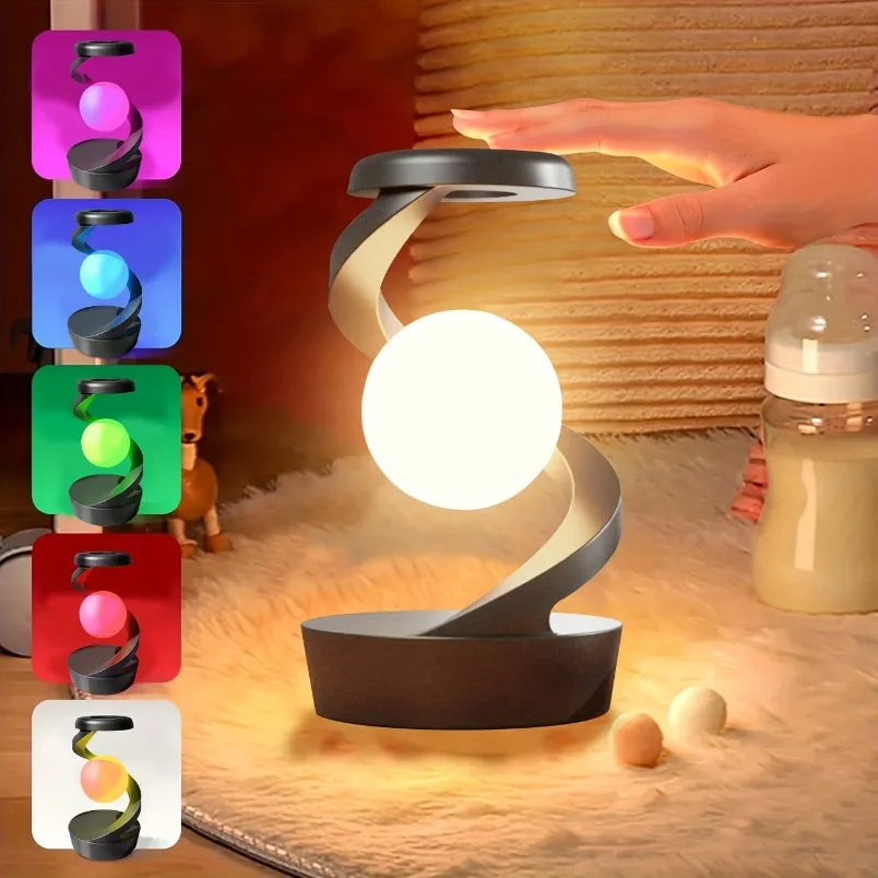 Wireless Charging Rotating Suspension Night Light Hand-waving Control RGB Atmosphere Table Lamp For Bedroom Office Decor