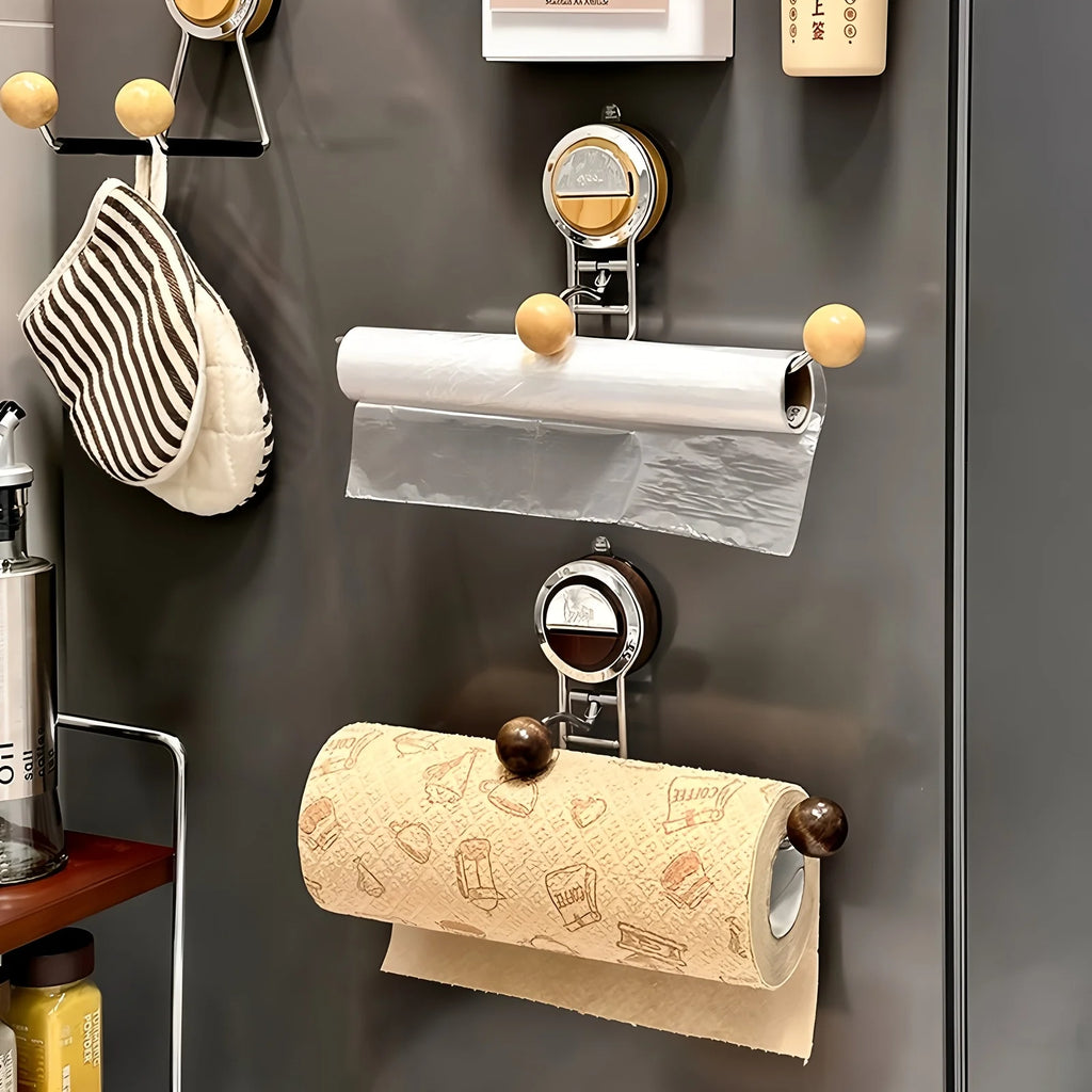 [1pc Stainless Steel Paper Towel Holder] 1pc Non-Drilling Stainless Steel Suction Cup Kitchen Paper Towel Holder