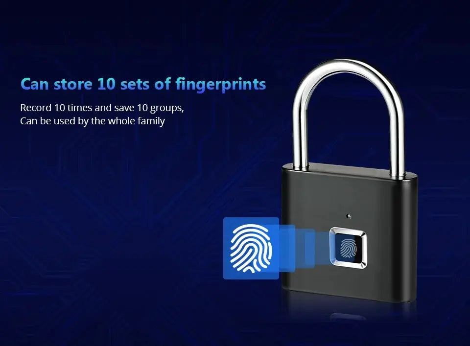 KERUI Keyless USB Charging Fingerprint Smart Lock Waterproof Unlock Portable Lock Anti-theft Security Door Lock Padlock Electric
