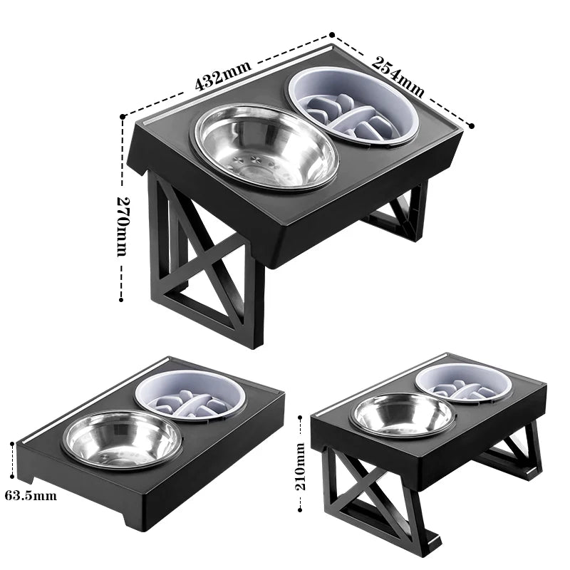 Dog Elevated Bowls Stand Adjustable Height Pet Slow Feeding Dish Bowl For Pet Dog Meal Mat Elevated Bowl Mat