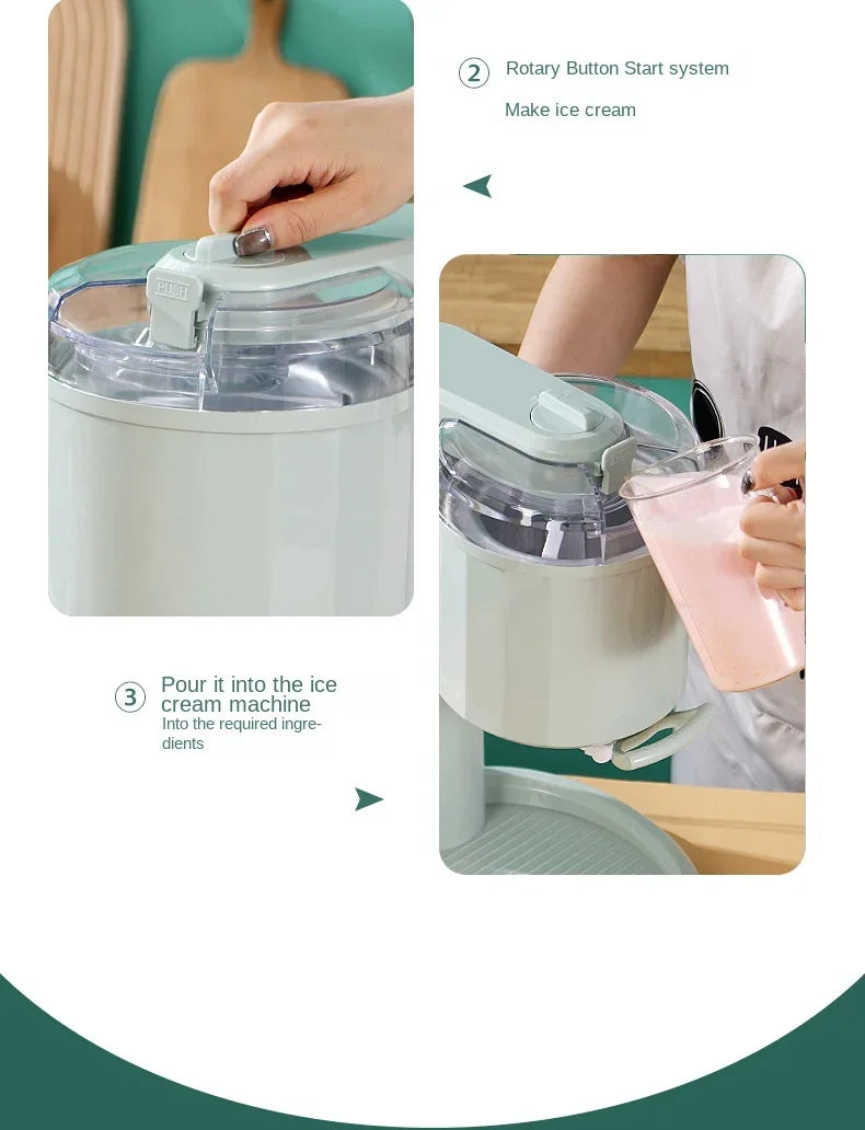 Ice Cream Machine Small Homemade Automatic, Household Mini Fruit Ice Cream Machine Children's DIY Cone Ice Cream Machine