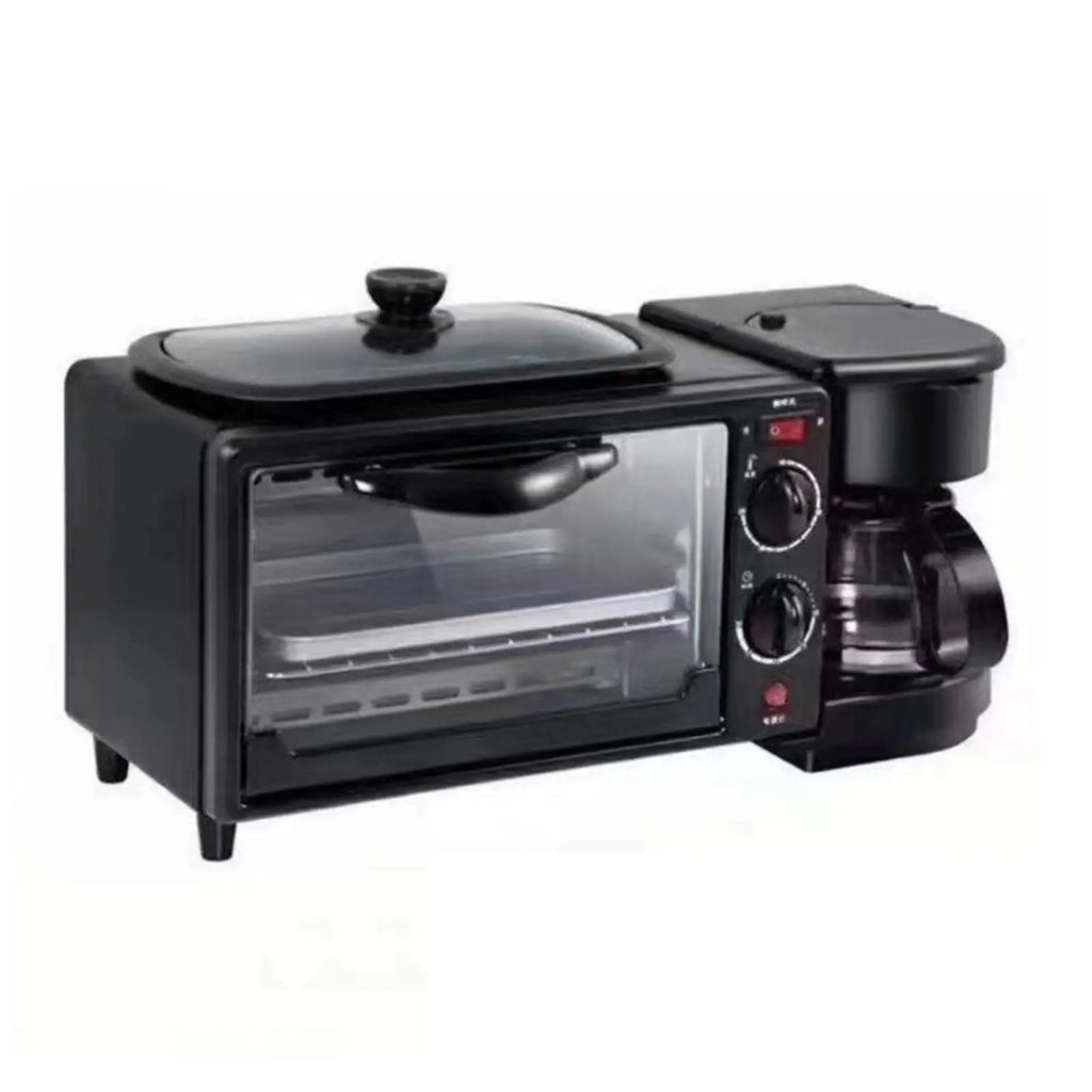 3 in 1 Breakfast Maker Multifunctional Toasters Oven with Timer with Glass Lid Oven Breakfast Maker for Bread Sandwich Egg