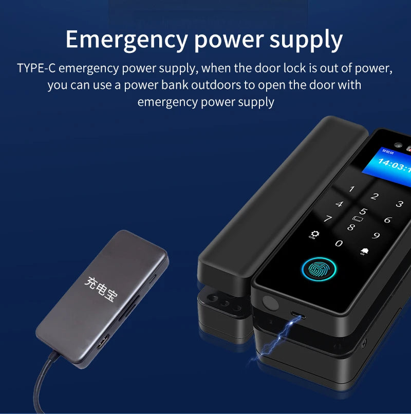 WIFI Tuya 3D Face Recognition  Smart Glass Lock Biometric Electronic Fingerprint Unlock Glass Door Lock Mobile remote Control