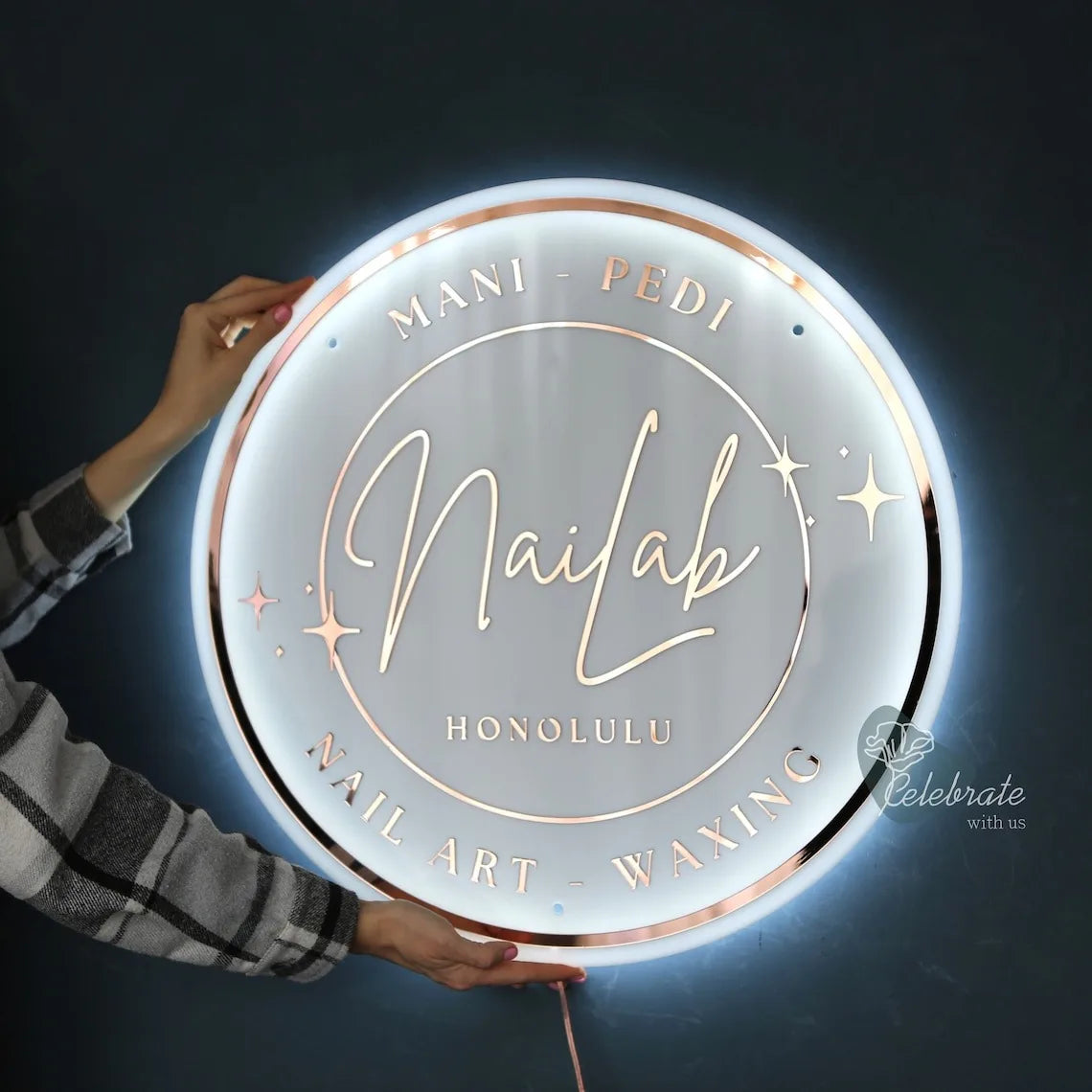 Custom 3D Laser Cut Acrylic Business Logo Sign Office/Beauty Salon Nail Hair Studio Signage Backlit RGB LED Neon Wall Sign