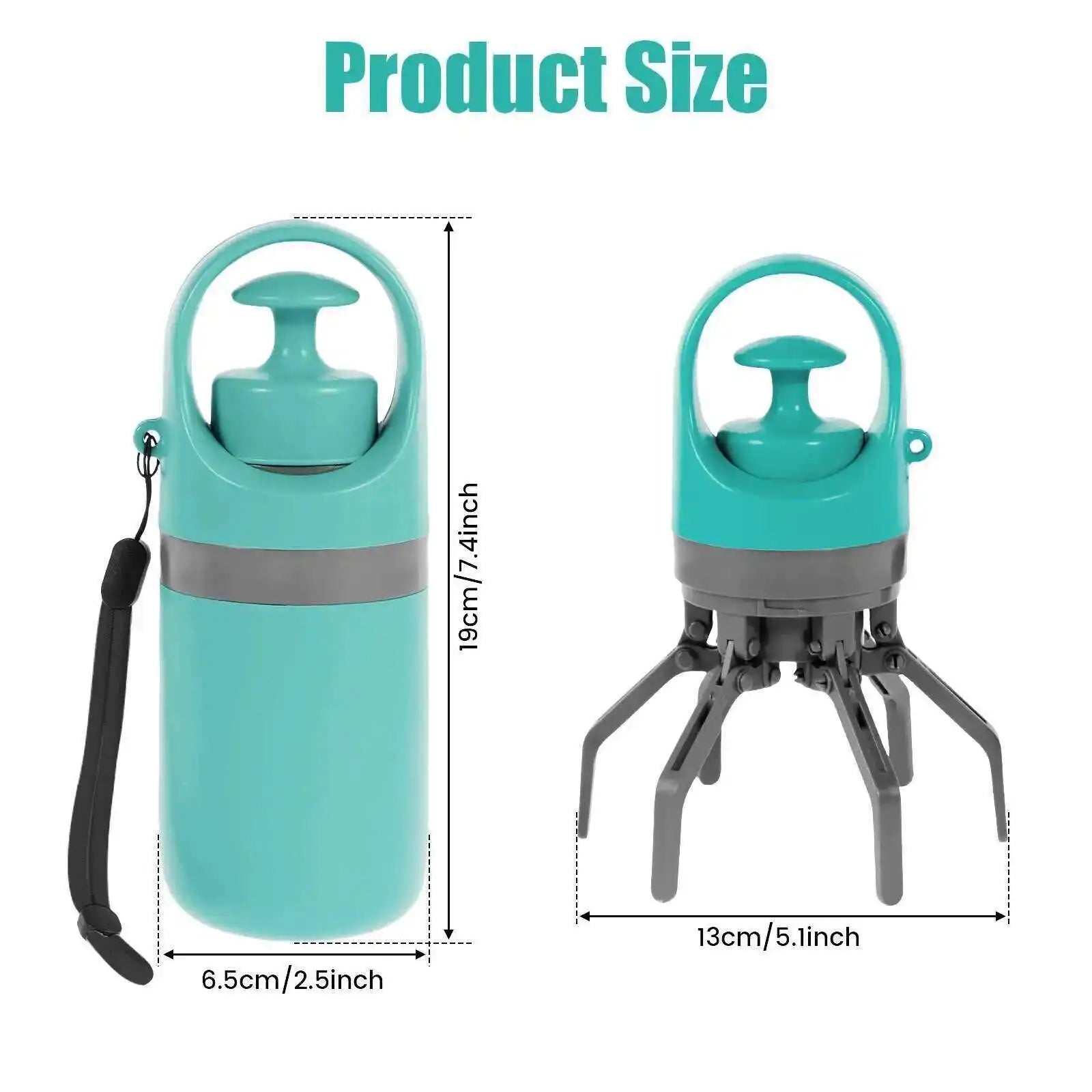 Portable Dog Pooper Scooper Pet Waste Pick-up Outdoor Cleaner Built-in Garbage Bag Handheld Pet Poop Grabber No Touch Design