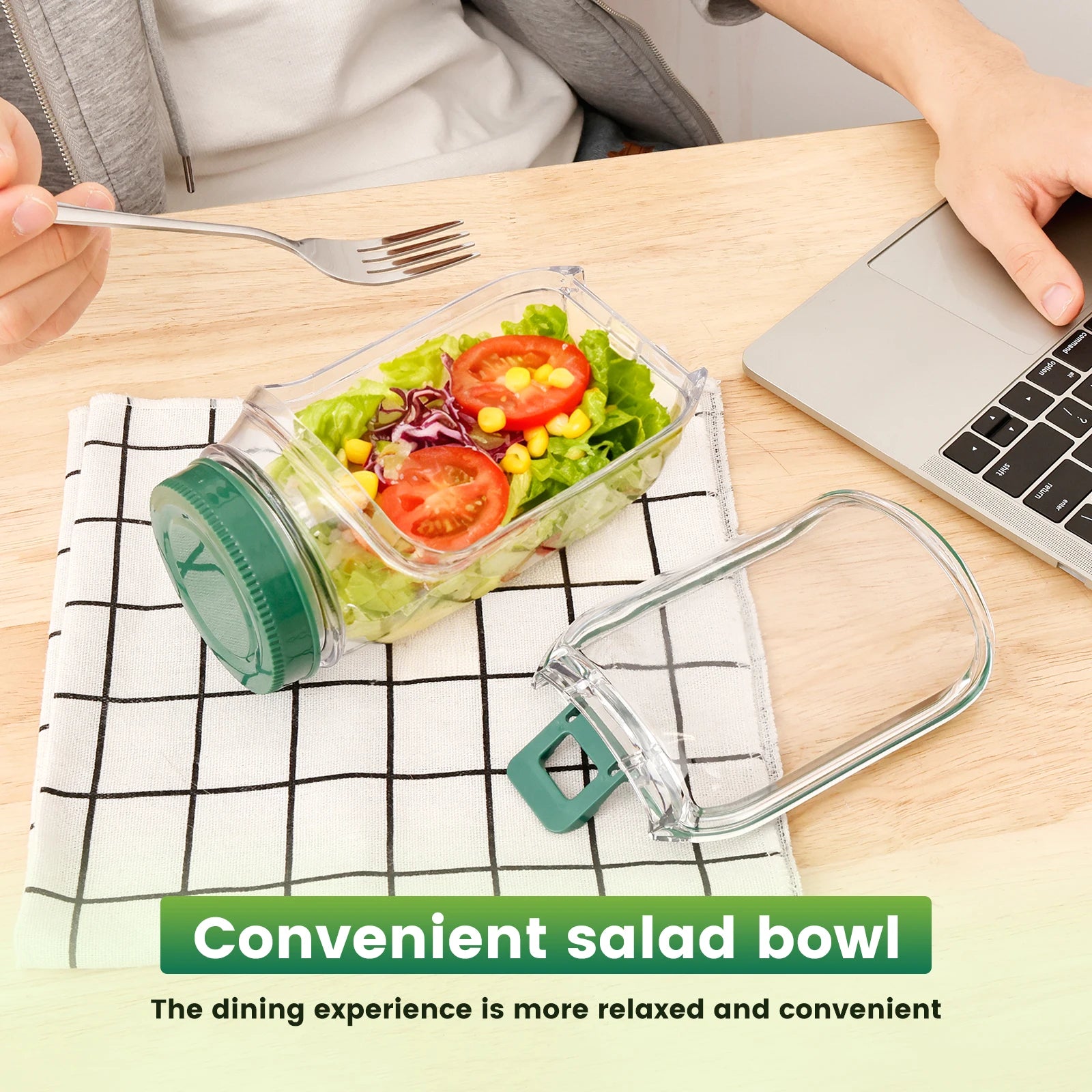 Salad Pod Fruit Vegetable Salad Storage Jar Side Open Portable Container,Home,Office,Travel,Outdoor Salad Container for Lunch