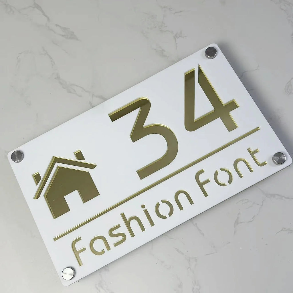 Modern Family Personalized custom House number Sign Outdoor Wall Decor laser-cut acrylic address plaques Name Home gift Plate
