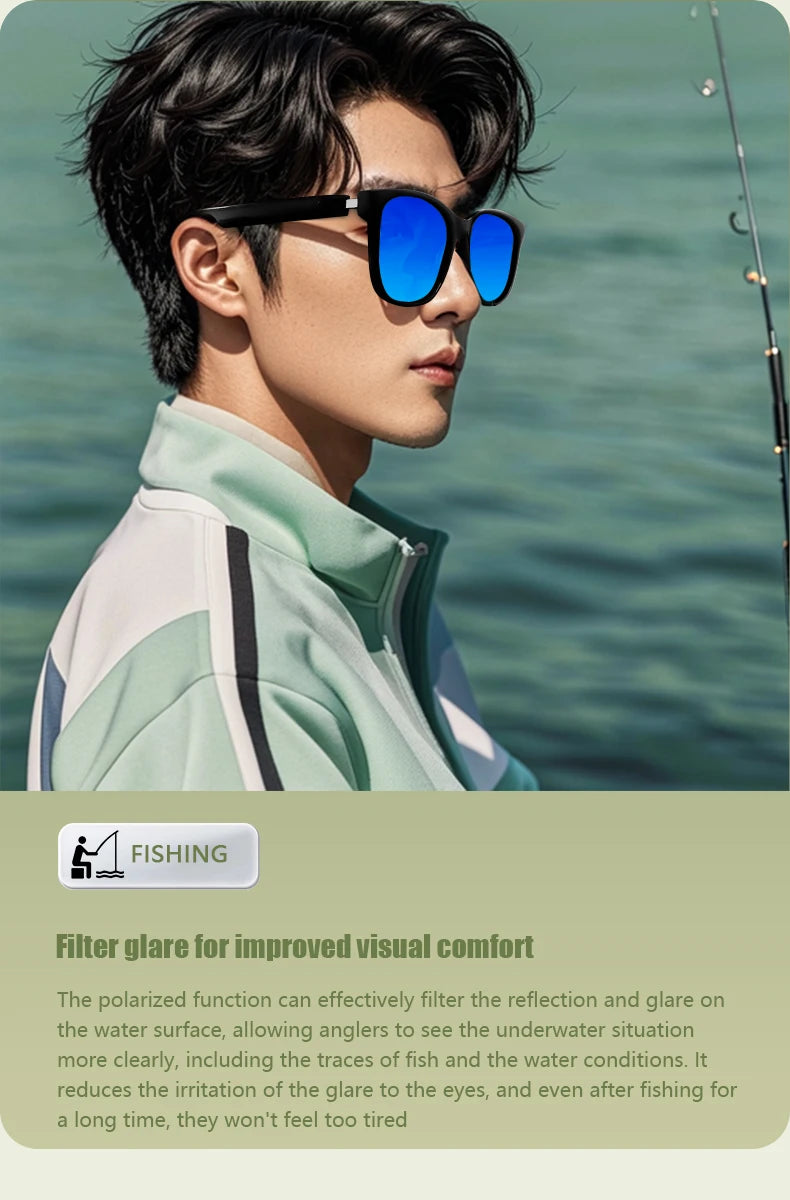 GS08 Smart Glasses with AI Assistant, Music/Calls, Noise Reduction, Anti-Blue Light, UV400, BT TWS for Men & Women