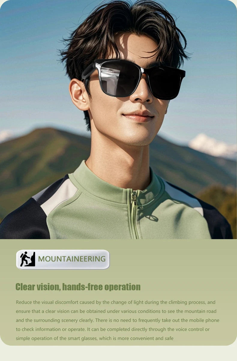 GS08 Smart Glasses with AI Assistant, Music/Calls, Noise Reduction, Anti-Blue Light, UV400, BT TWS for Men & Women