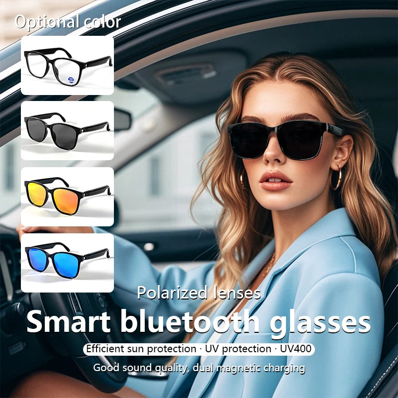 GS08 Smart Glasses with AI Assistant, Music/Calls, Noise Reduction, Anti-Blue Light, UV400, BT TWS for Men & Women