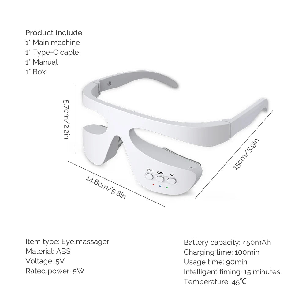 Eye Massager 3 Gear Red light Remove Eye Bags Dark Circles Puffiness Hot Compress Eye Relieve Eye Fatigue Wireless Use