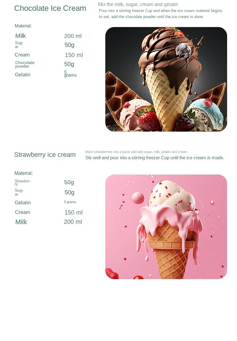 Ice Cream Machine Small Homemade Automatic, Household Mini Fruit Ice Cream Machine Children's DIY Cone Ice Cream Machine
