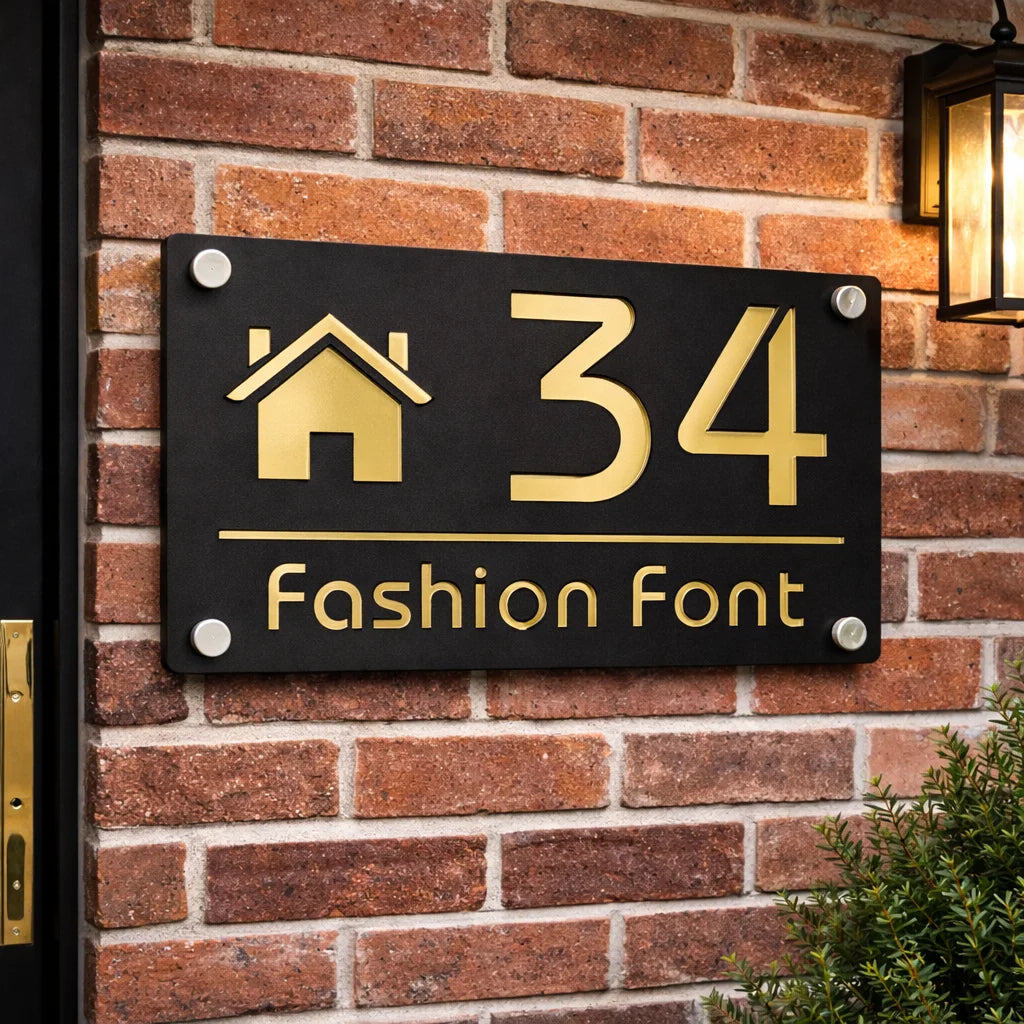 Modern Family Personalized custom House number Sign Outdoor Wall Decor laser-cut acrylic address plaques Name Home gift Plate