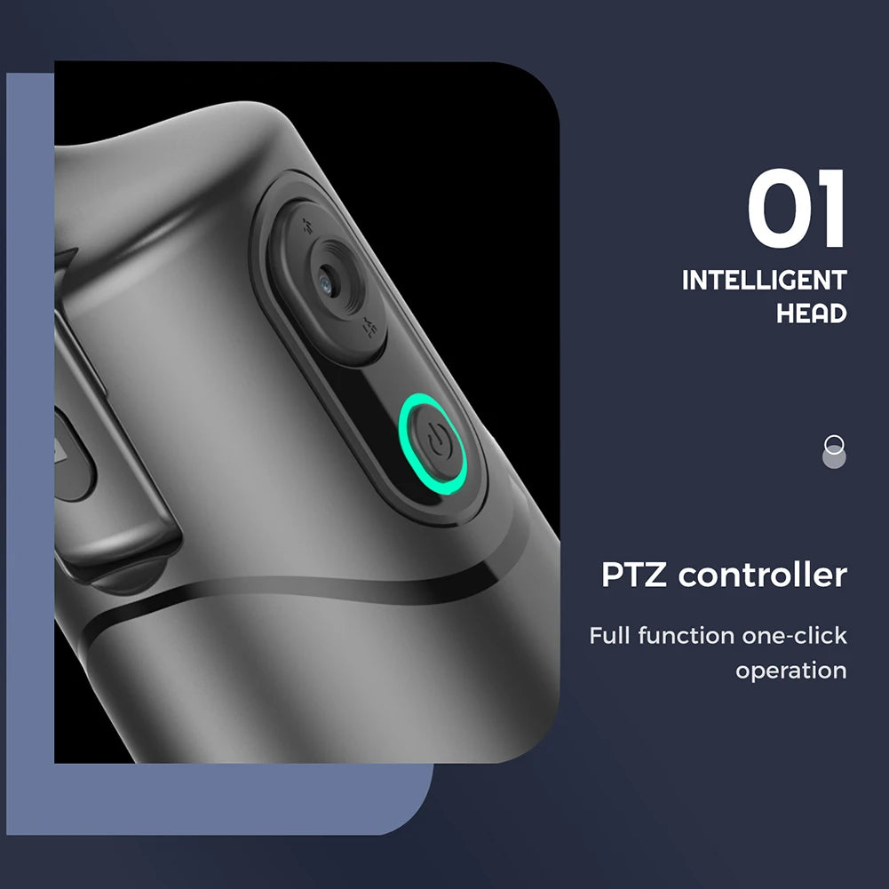 360° Rotating Auto Face Tracking Phone Stand No App Gesture Control Smart Shooting Camera Mount with Selfie Light Remote