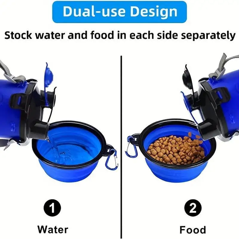 Portable Pet Water Bottle with Food Container