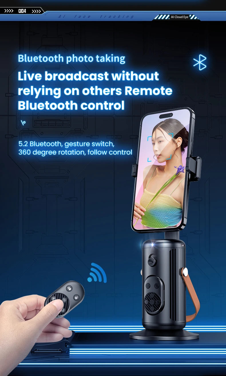 AI Intelligent Face Mobilephone Gimbal Fully Automatic Tracking Device With Remote Control Mobile LiveStreaming Stand Stabilizer