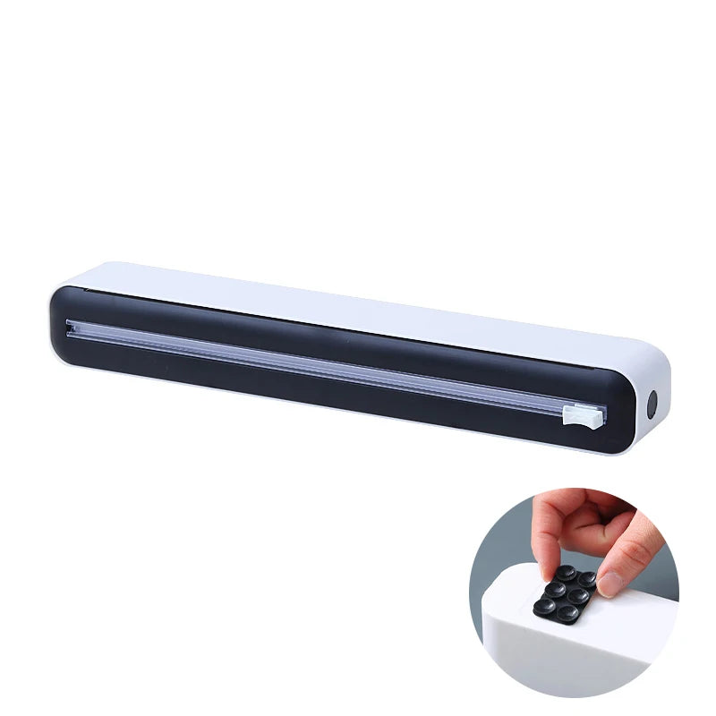 Food Film Dispenser Magnetic Plastic Wrap Dispenser with Cutter Storage Box Aluminum Foil Stretch Film Cutter Storage Holder