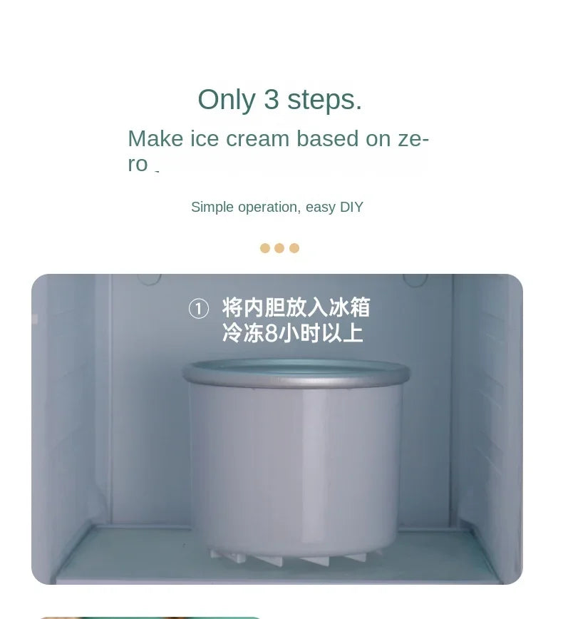 Ice Cream Machine Small Homemade Automatic, Household Mini Fruit Ice Cream Machine Children's DIY Cone Ice Cream Machine