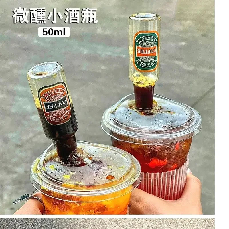 20pcs 98 Caliber Disposable Coffee Cup Double Hole Lid Small Wine Bottle Transparent Milk Tea Cup Takeaway  Juice Cups with Lids