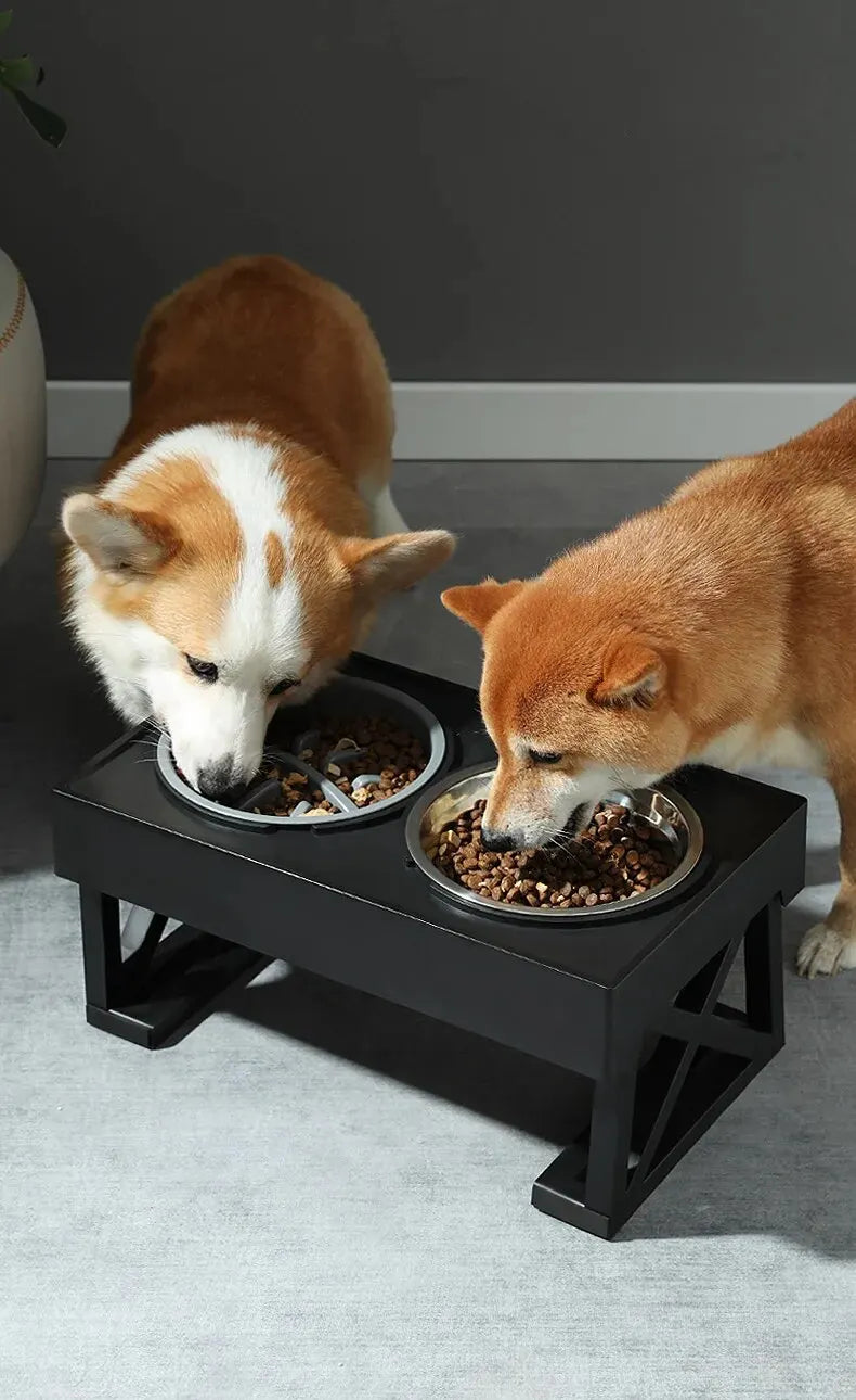 Dog Elevated Bowls Stand Adjustable Height Pet Slow Feeding Dish Bowl For Pet Dog Meal Mat Elevated Bowl Mat
