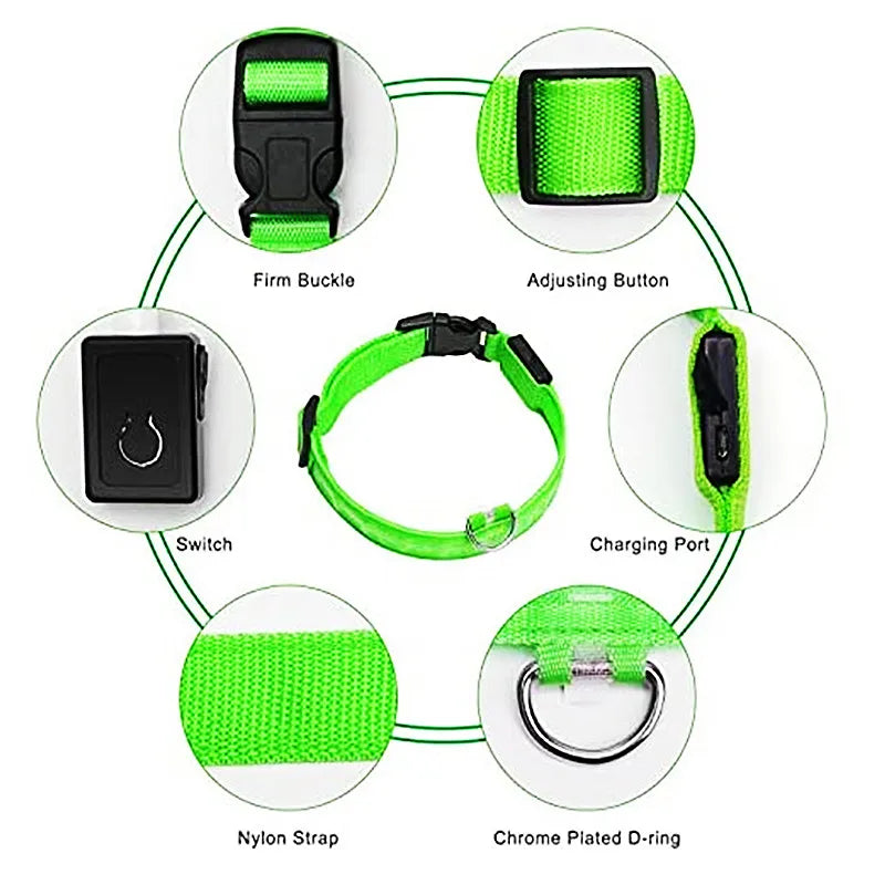 USB Rechargeable LED Glowing Collar for Pets