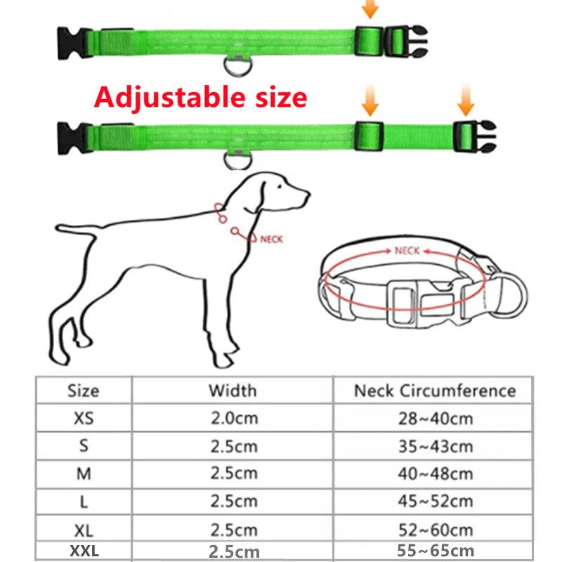 USB Rechargeable LED Glowing Collar for Pets