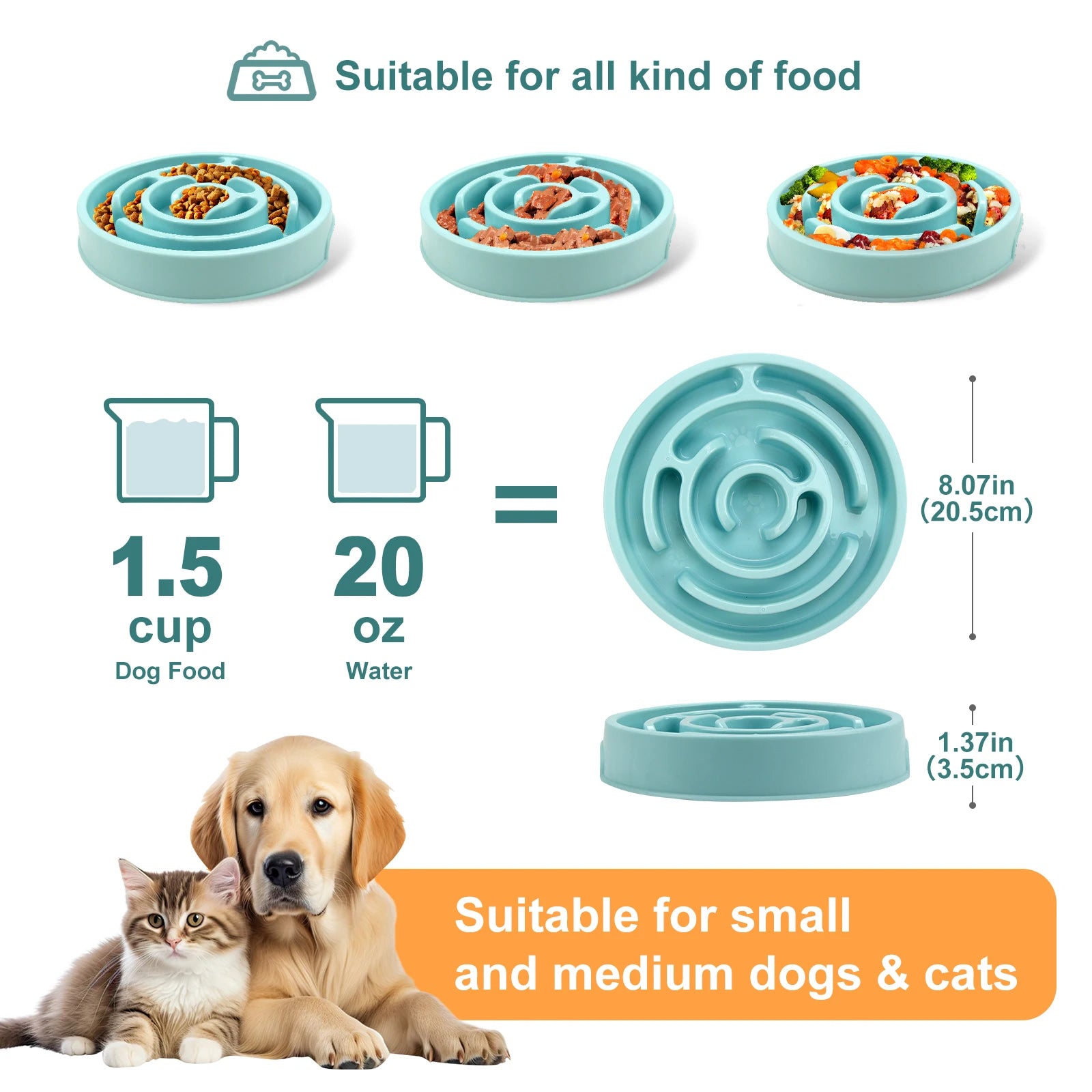 Slow Feed Anti Slip Pet Bowl
