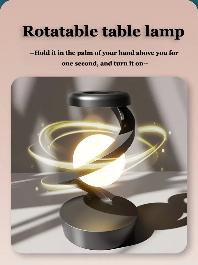 Wireless Charging Rotating Suspension Night Light Hand-waving Control RGB Atmosphere Table Lamp For Bedroom Office Decor