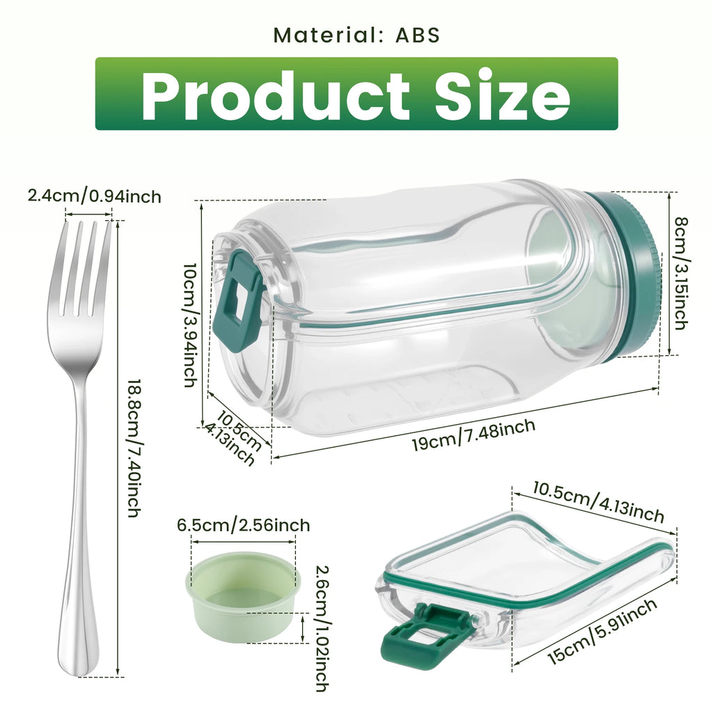 Salad Pod Fruit Vegetable Salad Storage Jar Side Open Portable Container,Home,Office,Travel,Outdoor Salad Container for Lunch