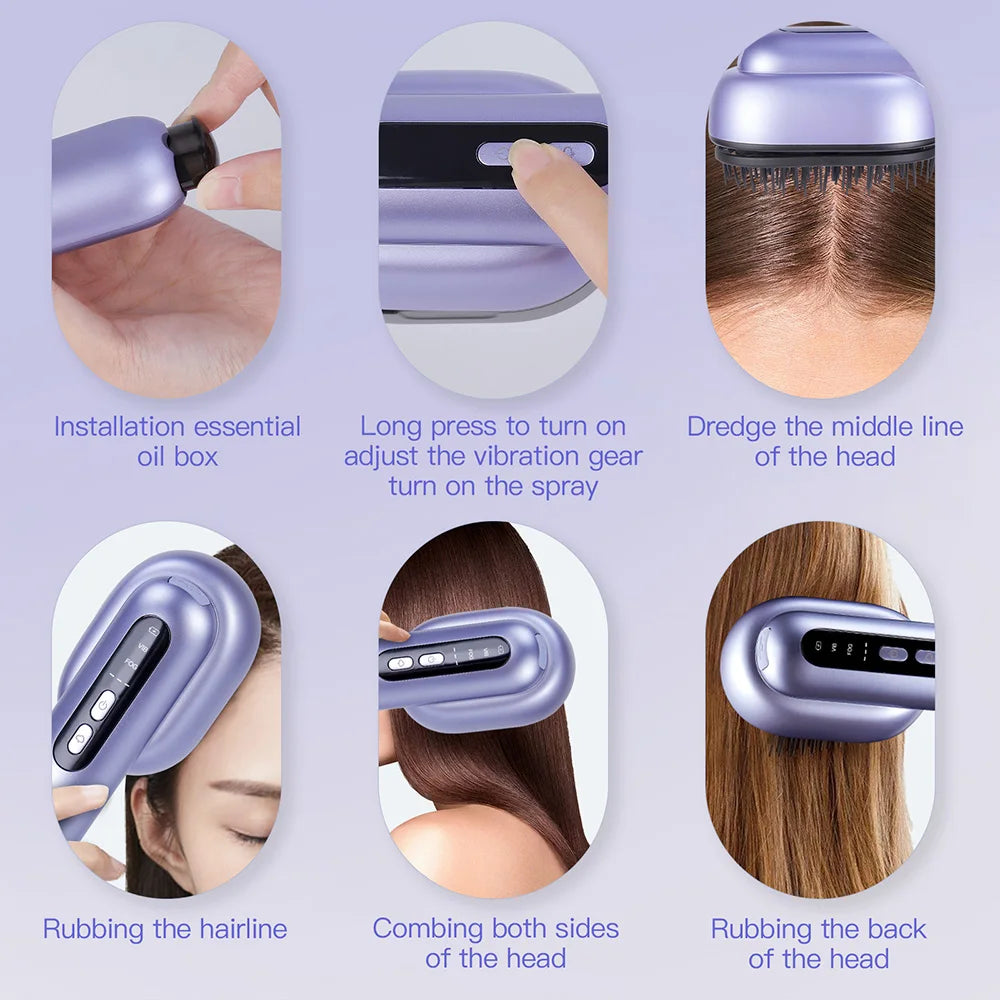 Hair Care Spray Massage Comb Vibration Scalp Massage Hairbrush Head Massager Hair Sprayer Atomizing Brush Hair Oil Applicator