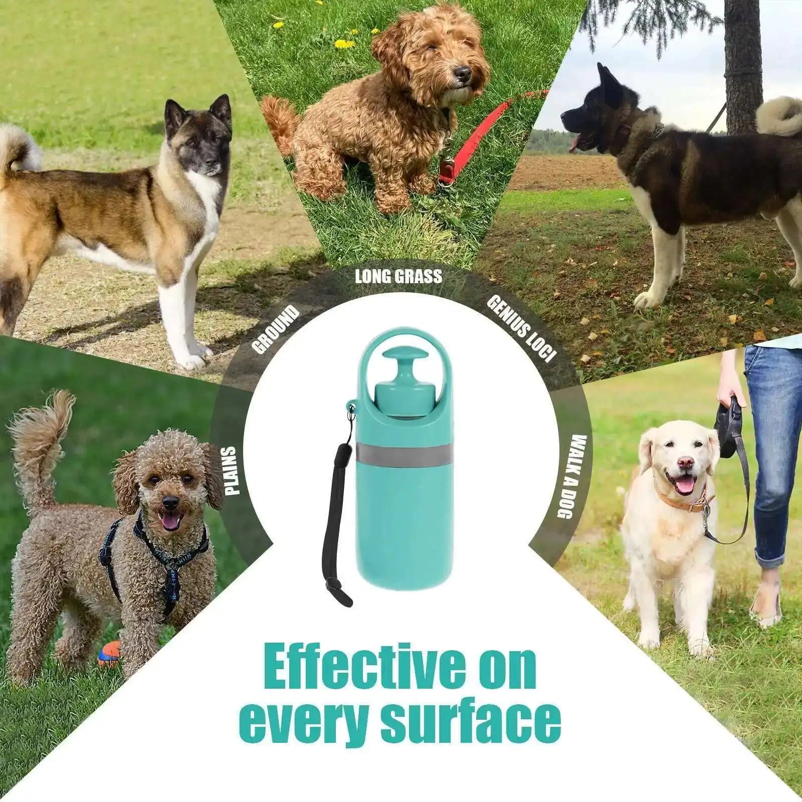 Portable Dog Pooper Scooper Pet Waste Pick-up Outdoor Cleaner Built-in Garbage Bag Handheld Pet Poop Grabber No Touch Design