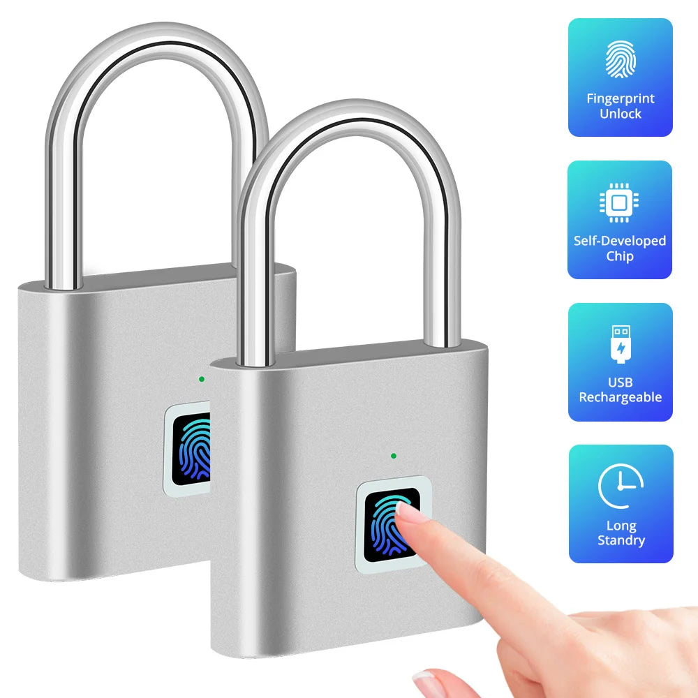 KERUI Keyless USB Charging Fingerprint Smart Lock Waterproof Unlock Portable Lock Anti-theft Security Door Lock Padlock Electric