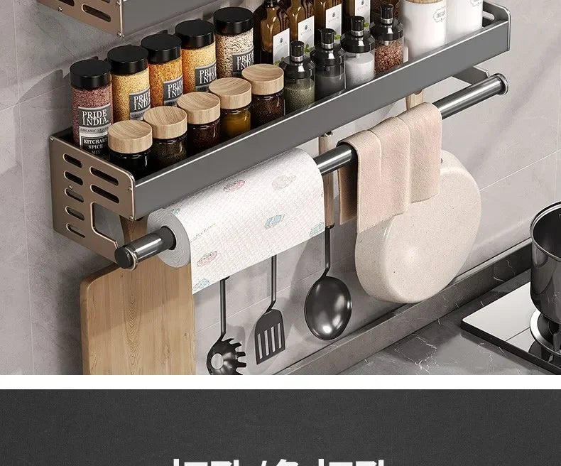 New Kitchen Storage Rack Seasoning Rack Wall-Mounted Condiment Multi-Functional Household kitchen organizer Storage Rack