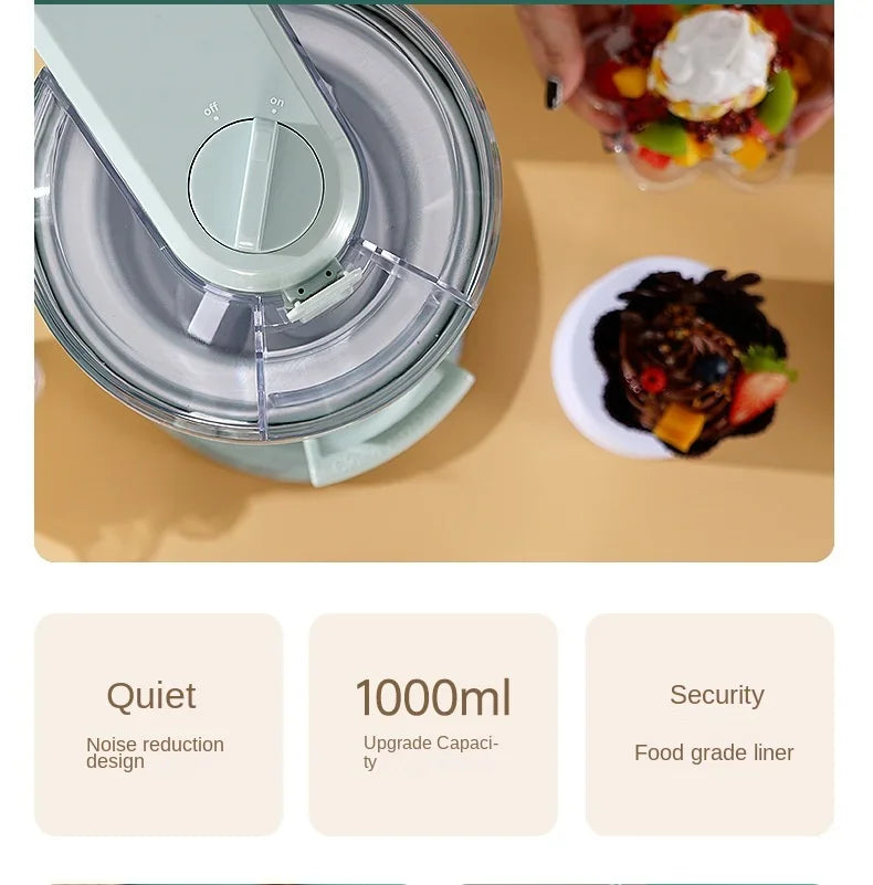 Ice Cream Machine Small Homemade Automatic, Household Mini Fruit Ice Cream Machine Children's DIY Cone Ice Cream Machine