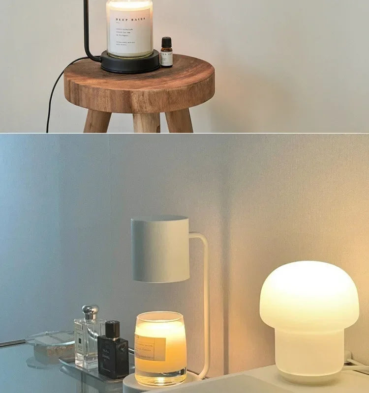 Candle Warmer Lamp with Timer Dimmable Light Scented Wax Melter Simple Table Lamp for Bedroom Home Office Decor