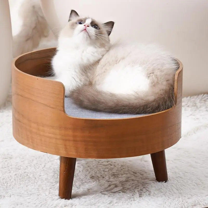 ‌Wooden Pet Sofa Bed - Washable Cat House for Small Dogs, Cozy Pet Bed with Removable Cover, Indoor/Outdoor Use