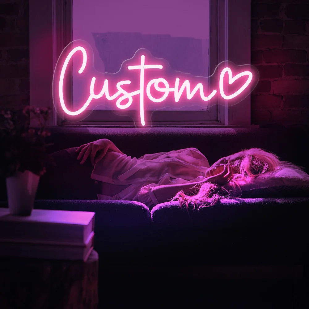 Personalised Name LED Sign Custom Neon Sign with Heart USB Powered Wall Bedroom Decorations for Wedding Parties Birthday Gift