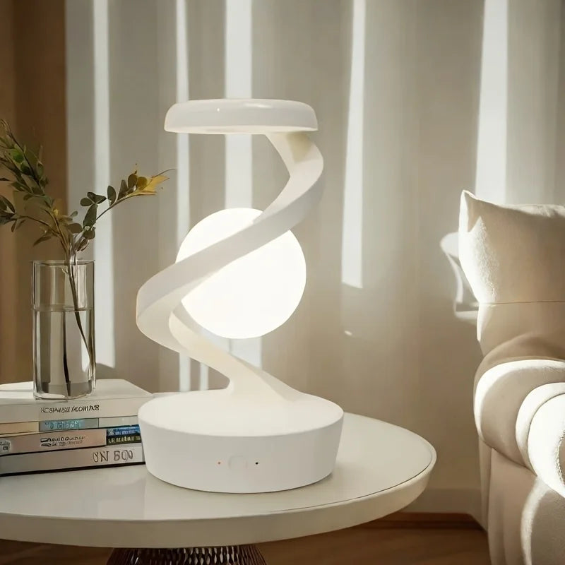Wireless Charging Rotating Suspension Night Light Hand-waving Control RGB Atmosphere Table Lamp For Bedroom Office Decor
