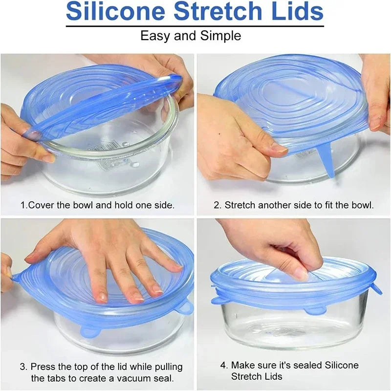 Reusable Silicone Stretch Lids for Food Storage