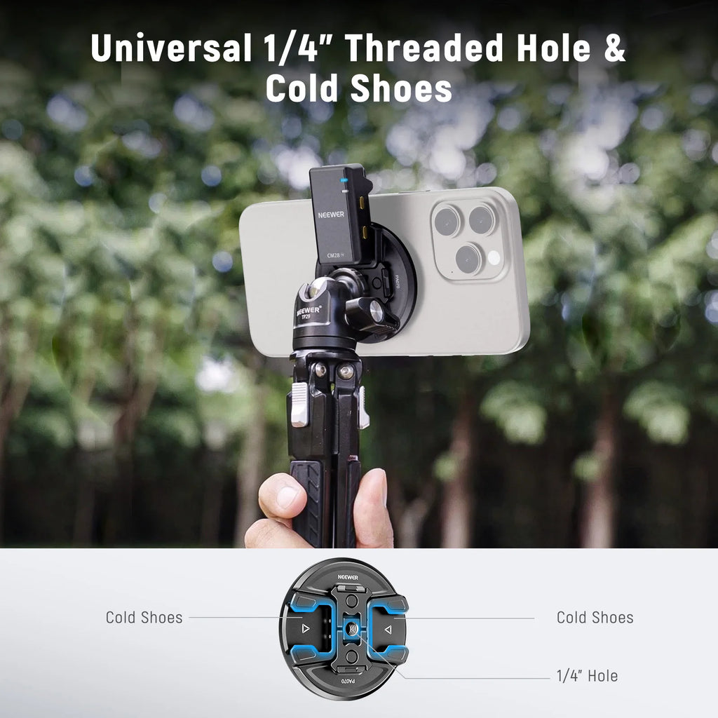 Neewer Magnetic Phone Tripod Mount with Action Camera Adapter For MagSafe iPhone 16 15 14 13 12 Quick Release Adapter Mount