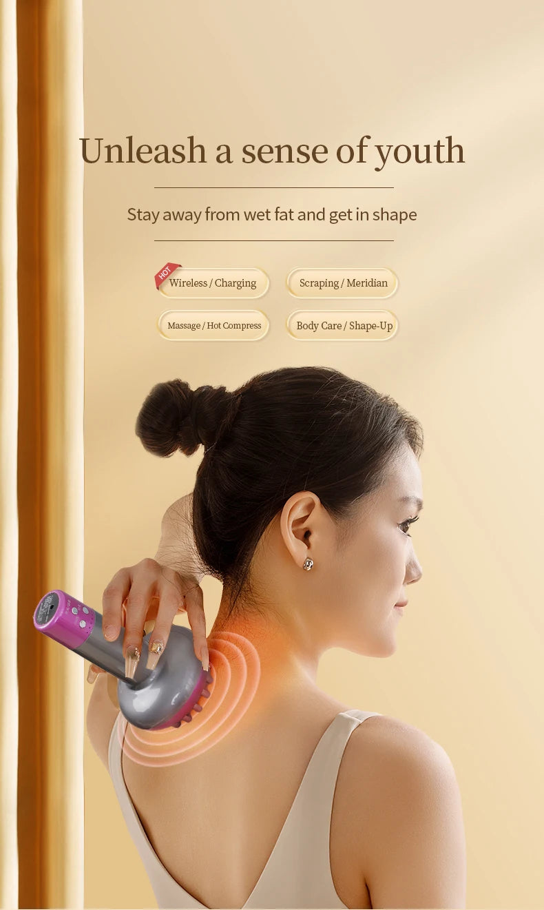 Electric Lymphatic Drainage Massage Machine Meridian Body Brush Microcurrent Anti-Cellulite Guasha Physiotherapy Device