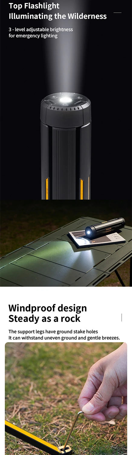 Telescopic Camping Light 15600mAh Rechargeable Lantern, Waterproof Collapsible Outdoor LED Flashlight for Hiking Tent